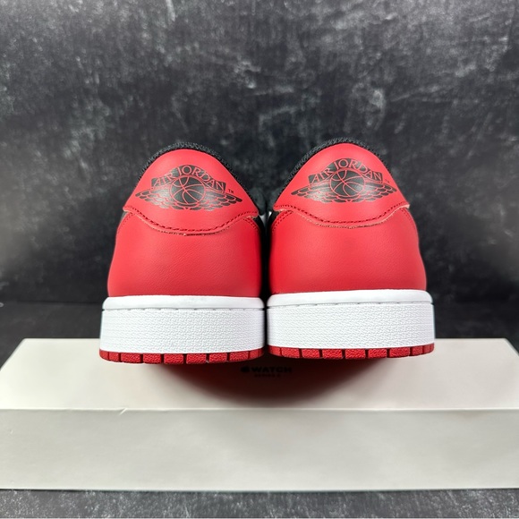 NIKE AIR JORDAN 1 RETRO LOW OG BLACK TOE MENS SHOES SIZE 10.5 LEATHER WHITE RED - Picture 4 of 11